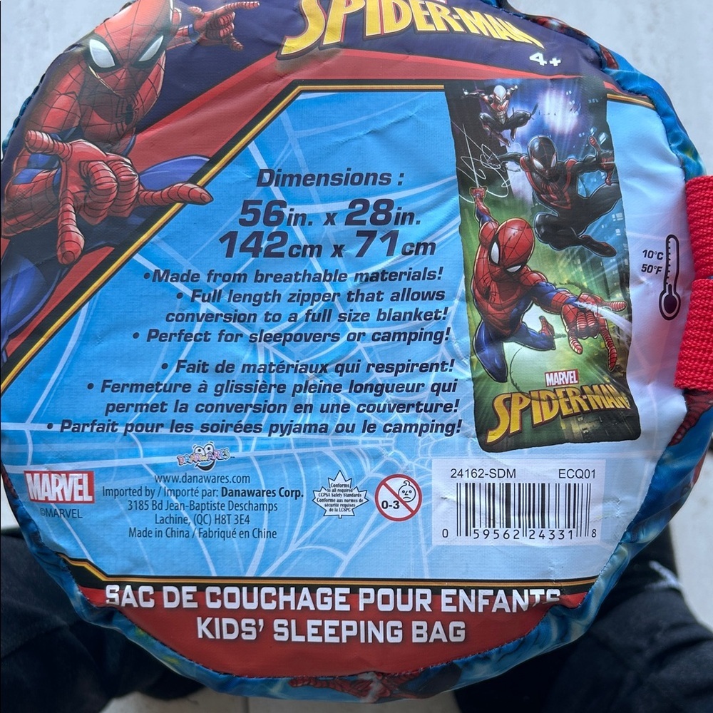 NEW 🆕 Marvel Spider-Man Kids Sleeping Bag - Blue and Red
